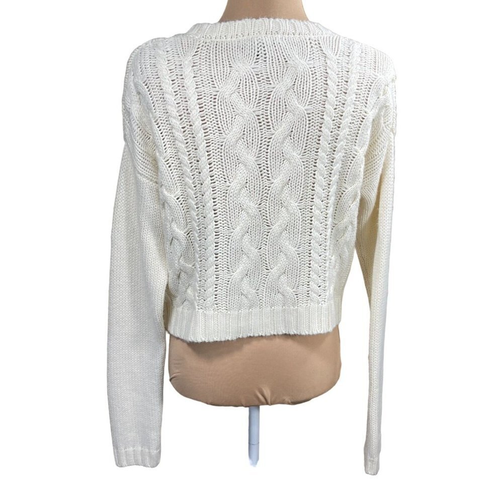 Lucca Couture Women's Cropped Sweater Long Sleeve Cable-Knit Size L Large - Picture 4 of 8